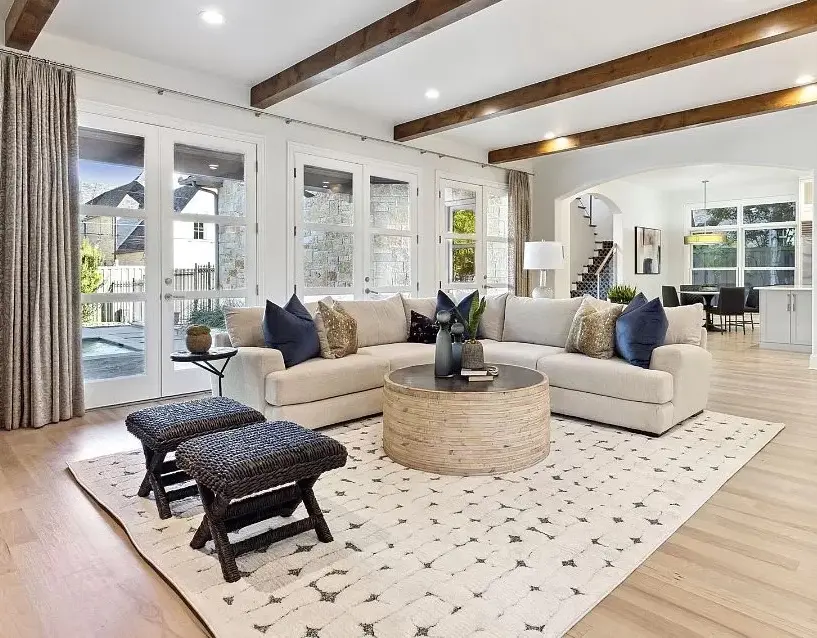 Elegant staged living room with a modern style