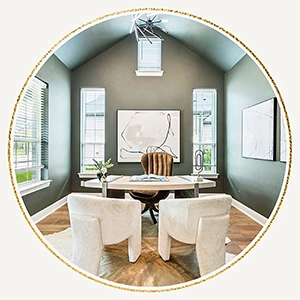 Overhead veiw of a staged living room