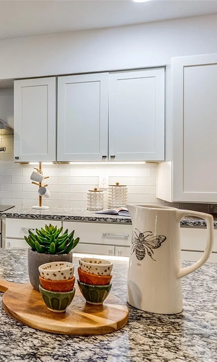 Close up of staged kitchen accessories