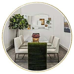 Overhead veiw of a staged living room